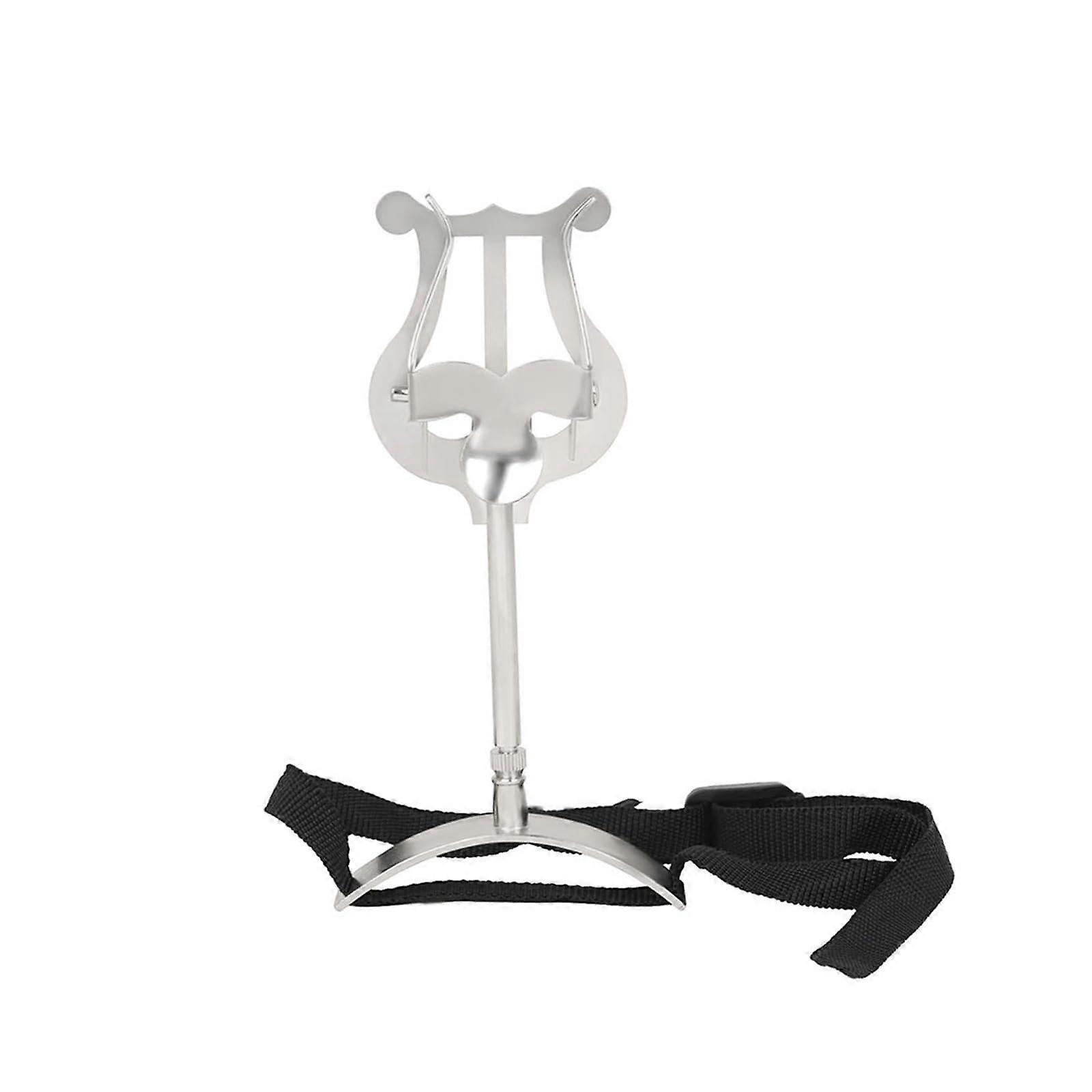 Marching Band Lyre for Baritone Trombone, Adjustable Silver Sheet Music Holder with Strap, 13.1cm