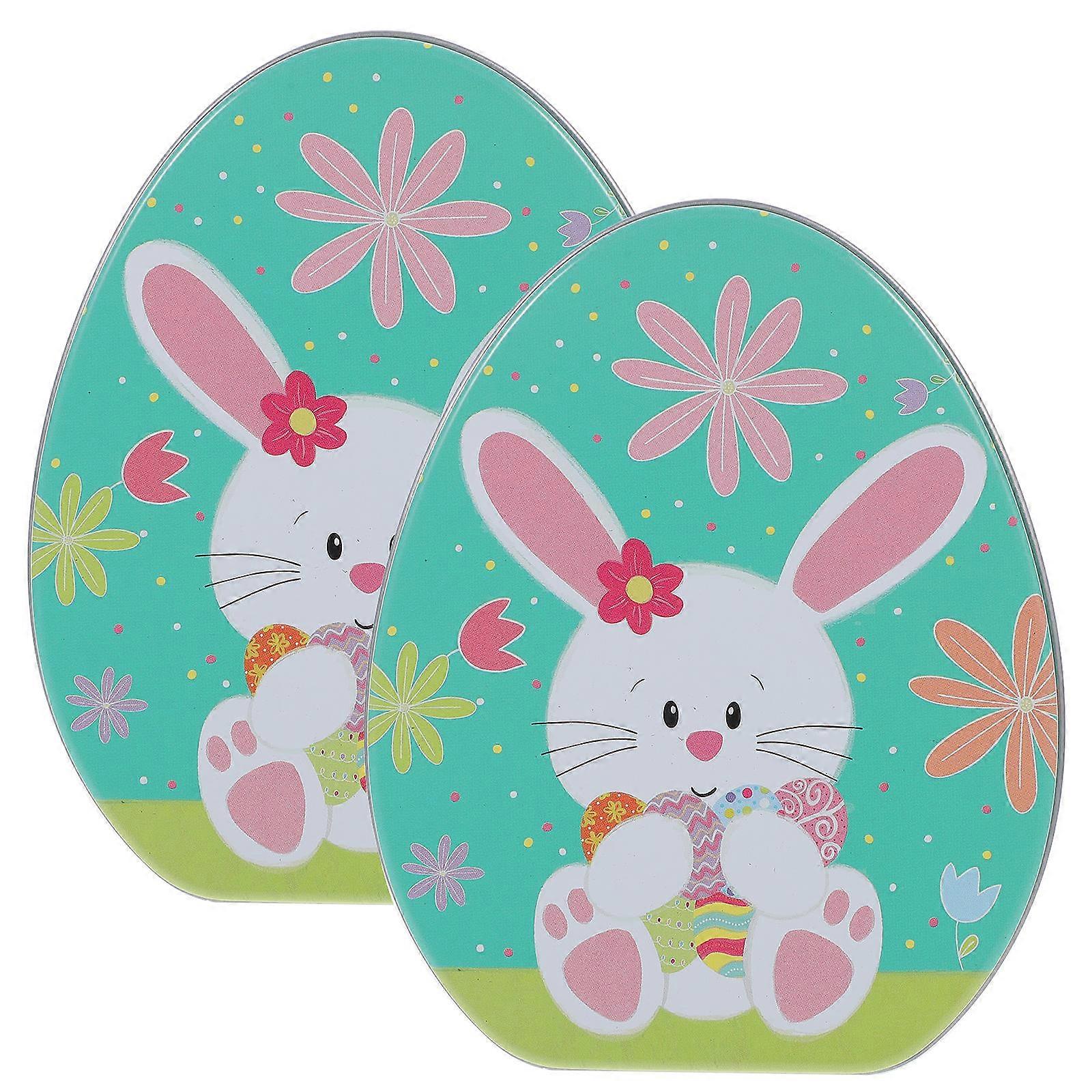 Easter Egg Shape Candy Box Green Iron for Storage Use 2Pcs Biscuit Storage Box
