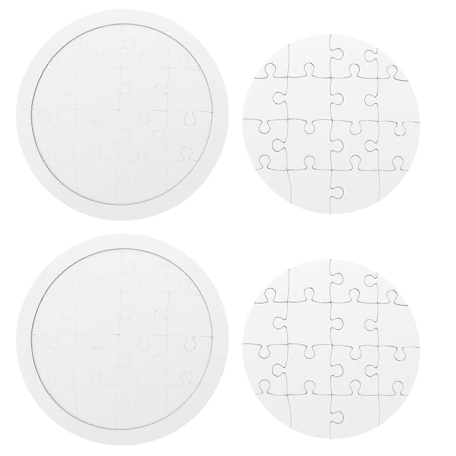 Blank Coloring Puzzles Circular Puzzle Piece for DIY 4Sets Paperboard Boards
