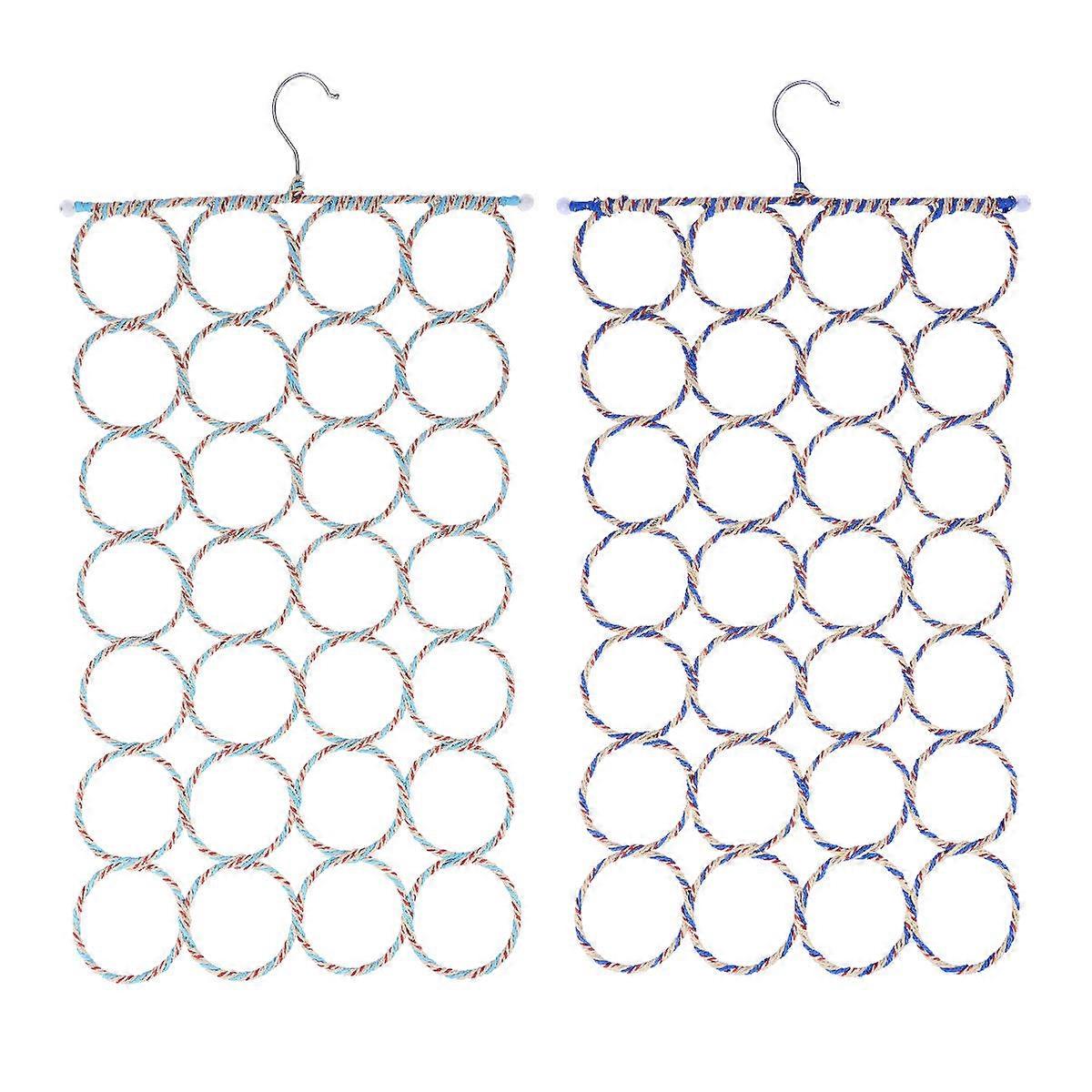 Scarf Rack 28-Circle Multi-Purpose Scarf Racks for Storage 2Pcs Mixed Color