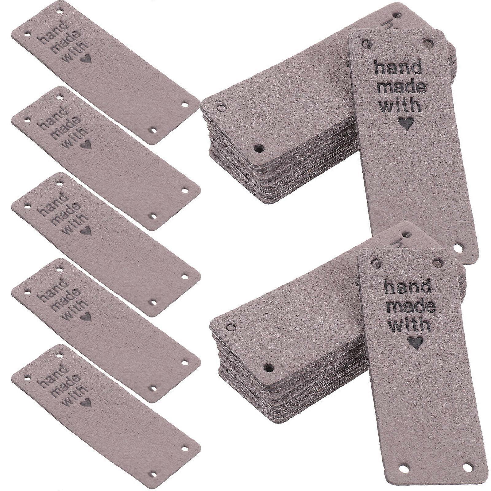 Handmade Tags PU Embossed Label for Decoration 50Pcs Dark Grey