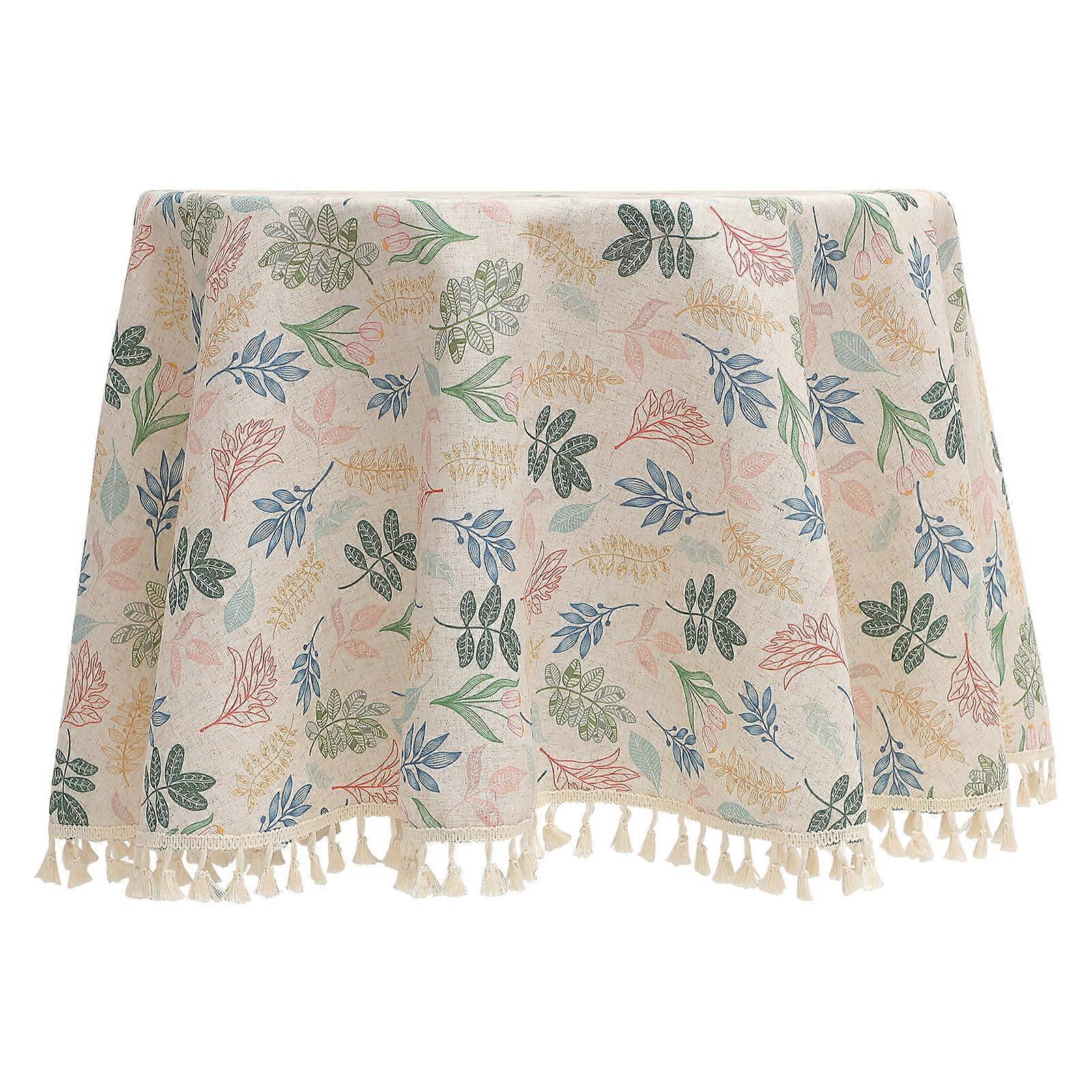 Decorative Tablecloth Round Tablecloth for 3Pcs Washable Linen Fabric Cover