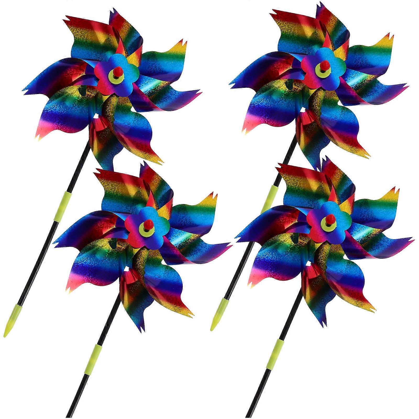 Wind Spinners for Garden Decor Plastic Material Gradient Color Bird Function Yard and Patios 4Pack
