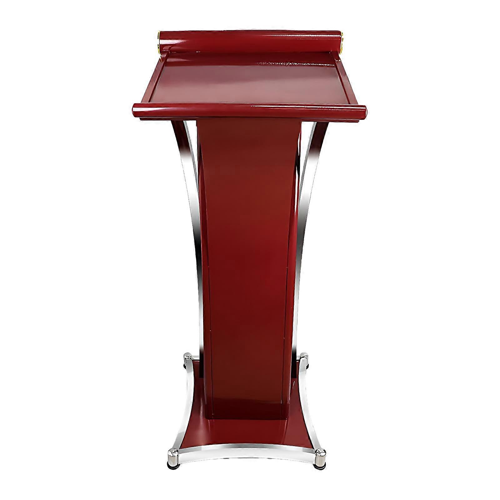 Adjustable Height Podium Lectern with Ergonomic Tilted Surface, Stable NonTip Base, Red