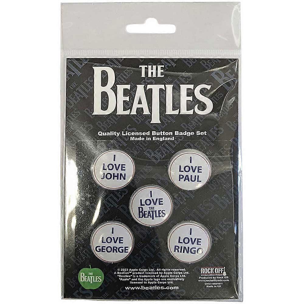 The Beatles I Love 5 Pack Button Badge Pack