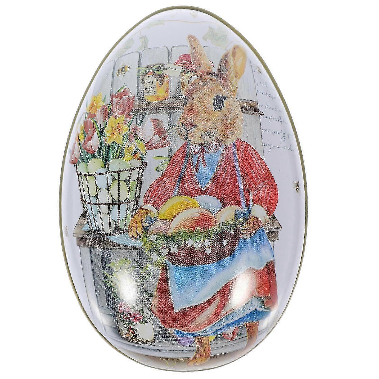 Easter Egg Tinplate Biscuit Box for Storage Use Multi Color