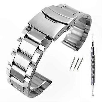 Silver Stainless Steel Watch Band with Folding Clasp for Men and Women 20mm 22mm