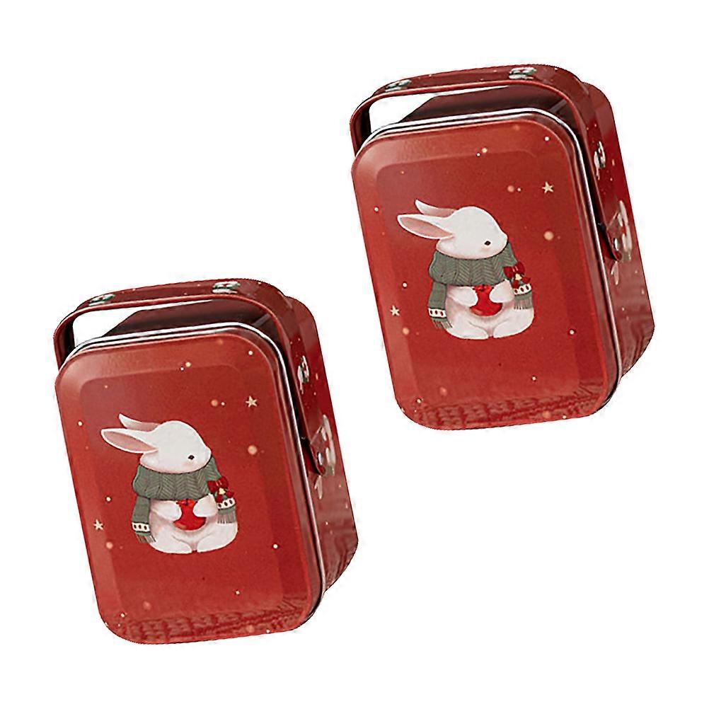 Easter Candy Boxes Tinplate Boxes for Storage Use 2Pcs Red Easter Candy Storage