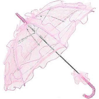 Small Pink Stylish Western Lace Fleur Parasol Wedding Bride Umbrella Decoration