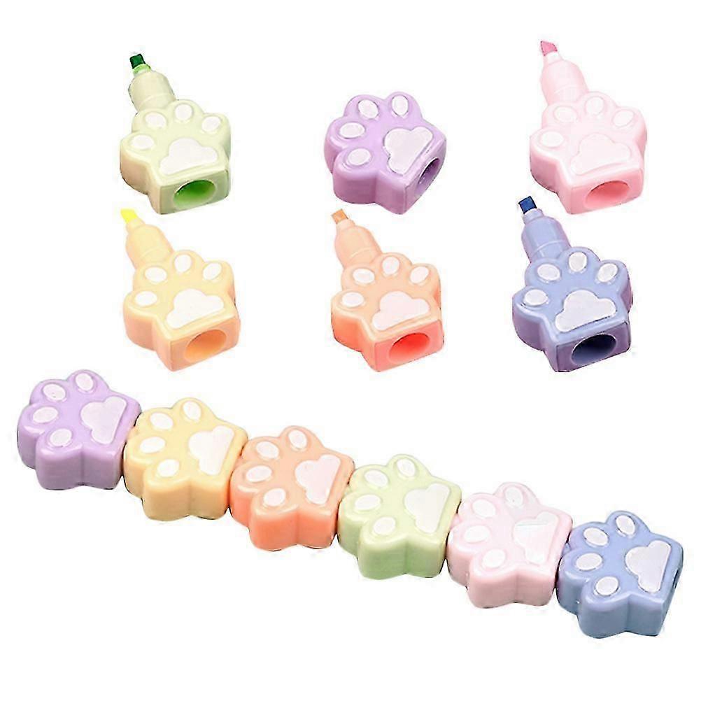 Cat Paw Highlighter Pen for Writing 2Sets Stackable Assorted Color Plastic Marking Pens