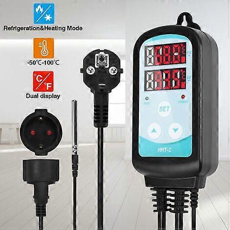 230V Digital Thermostat Temperature Controller, Dual Relay Output, 3000W, Plug and Play for Greenhouse Vivarium Incubator
