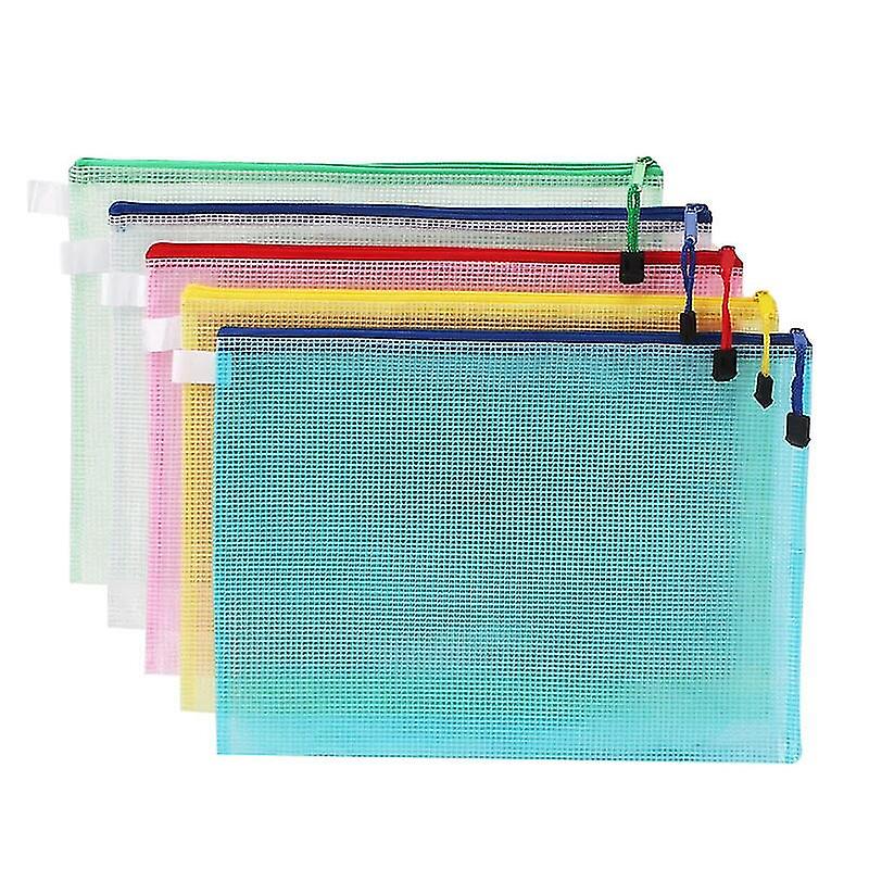 12 stk Dokumentpose Mesh Tasker Sæt A5 Lynlåsposer Plastik LynlåsPose