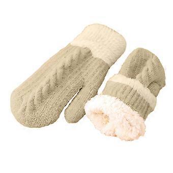 1 Paar Damen Winterhandschuhe farblich passend elastisch verdickt weich Plüsch warm winddicht fünf Finger winddicht warme Outdoor-Fahrradhandschuhe