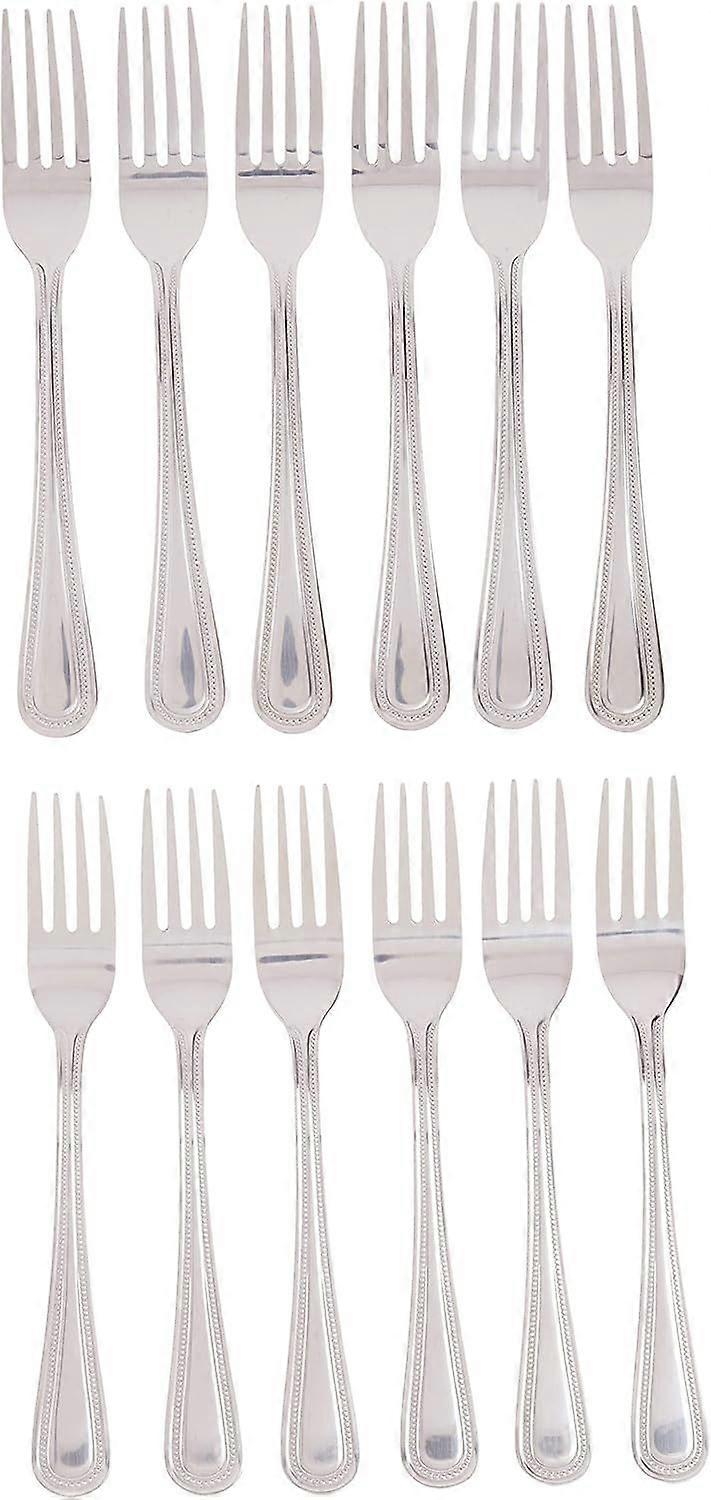 12-Piece Dots Dinner Fork Set, Stainless Steel,Silver