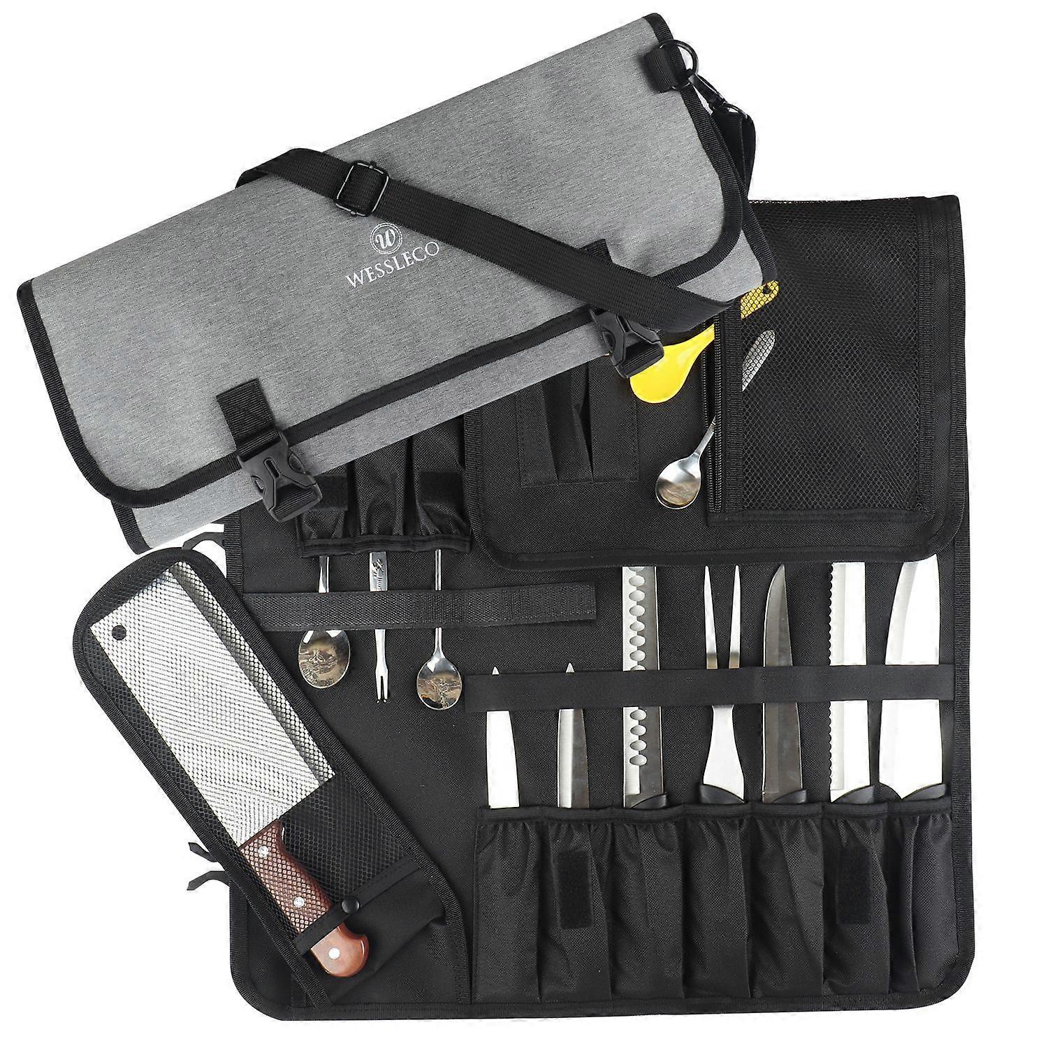 Portable Chef Knife Bag Multi-Function Polyester Cutlery Storage Organizer for Camping and Kitchen