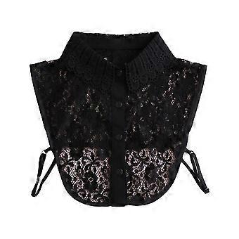 Detachable Fake Collar, Black Lace Blouse Collar with Crochet Design, Elegant Half False Shirt for Women, Versatile  Accessory for Sweaters, Dresses, 