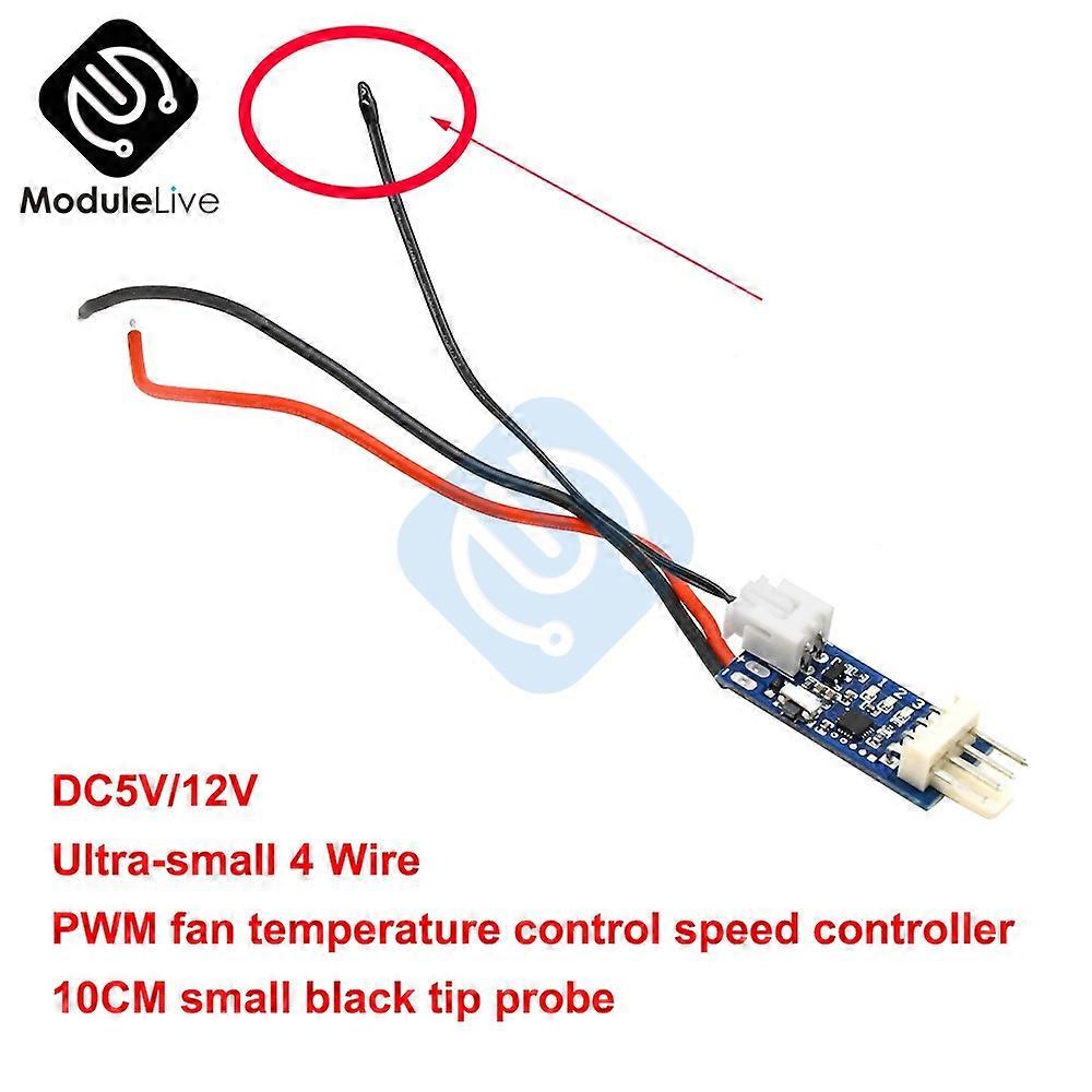 4 Pin PWM Fan Controller with Temperature Sensor, 5V 12V PC Fan Temperature Controller, 10cm Probe