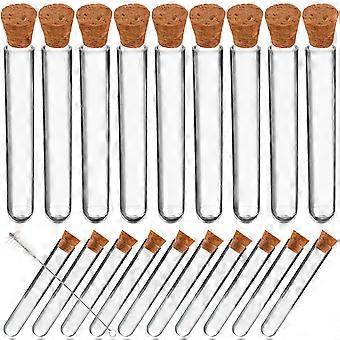 Plastic Test Tubes for Liquid Holding 100Pcs Set with Brush and Cork Stoppers