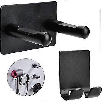 Suporte universal de secador de cabelo de montagem em parede de aço inoxidável para banheiro - autoadesivo.