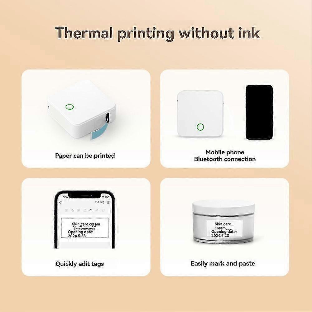 Portable Mini Printer Thermal Label Printer Self-Adhesive Sticker Labels Printer Pocket Handheld Barcode Machine