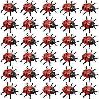 PVC Red Simulation Ladybug Toys for Kids Prank Model 60Pcs Set