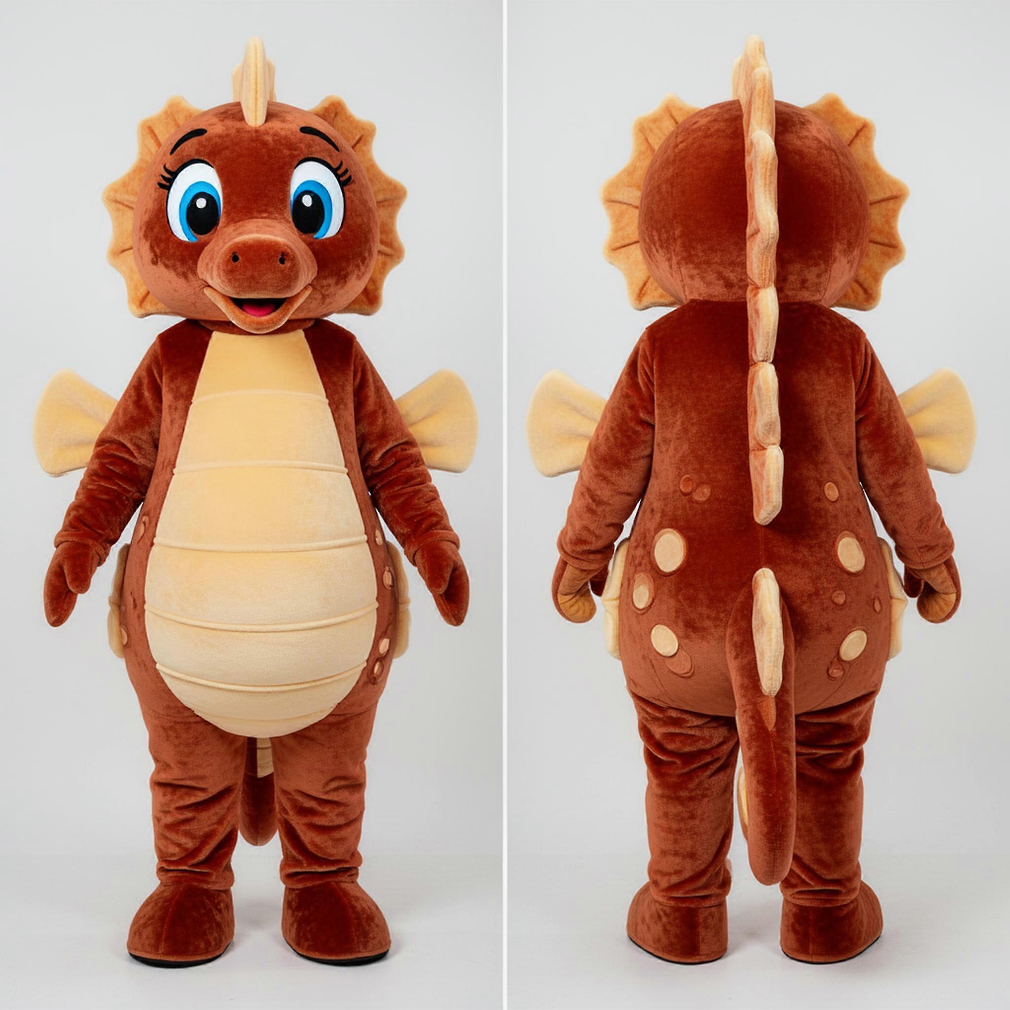 MASTICOT Rust Orange Rounded Seahorse Mascot