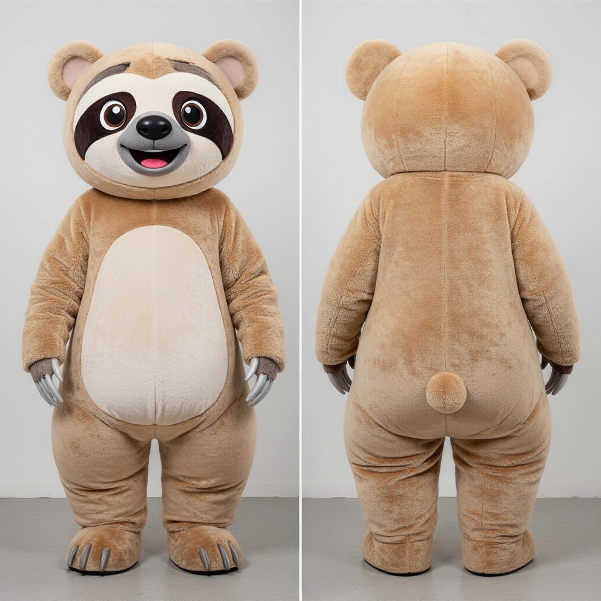 MASTICOT Tan Playful Sloth Bear Mascot
