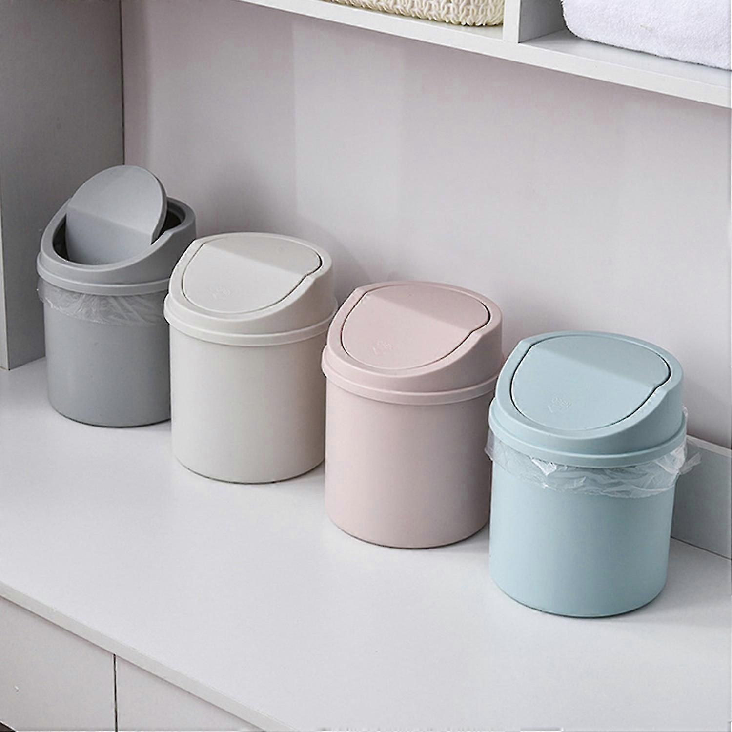 Mini Trash Can Reusable Space Saving PP Plastic Cylindrical Tiny Garbage Can for DesktopP20211224625