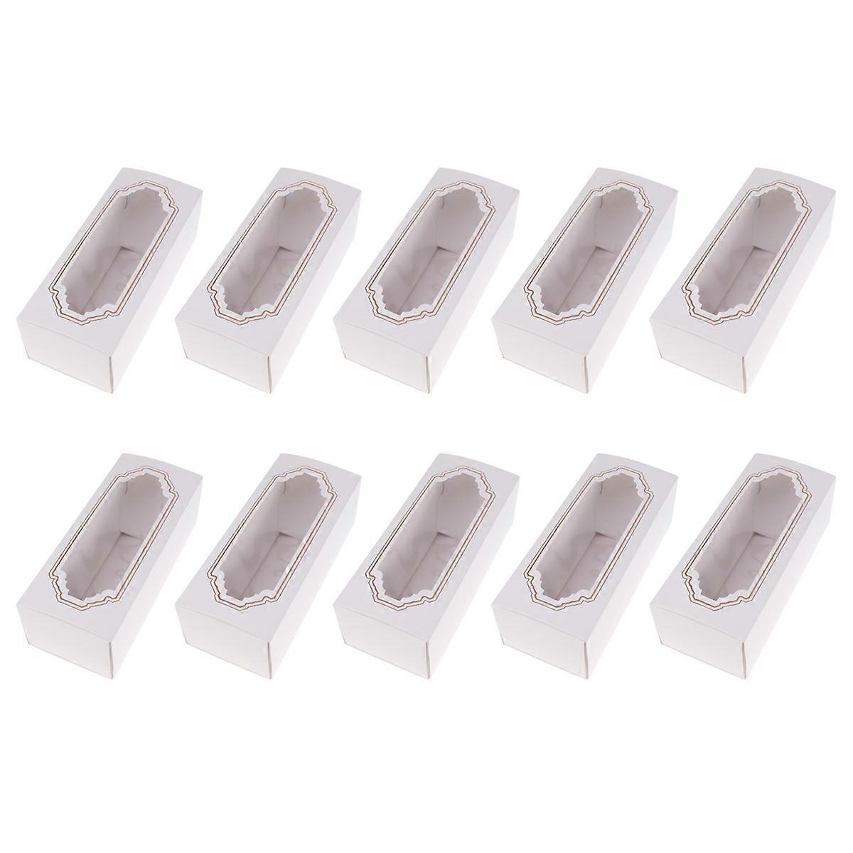 White Paper Baking Box Macaron Box for Storage 10Pcs Clear Window