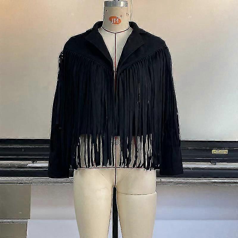 Women's Solid Color Fringe Jacket