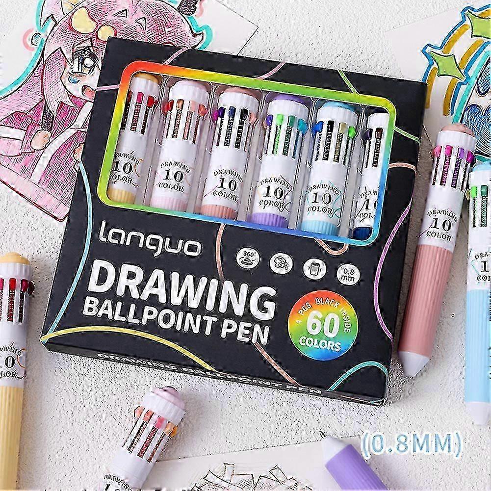6-Pack Multicolor Retractable Pens compatible with Students and Presentations