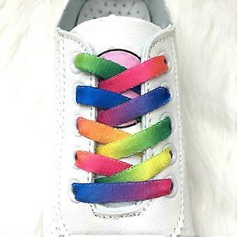 1Pair Colorful Laces Rainbow Gradient Print Flat Canvas Shoe Lace Shoes Casual Chromatic Colour Shoelaces 80CM/100CM/120CM BC-1