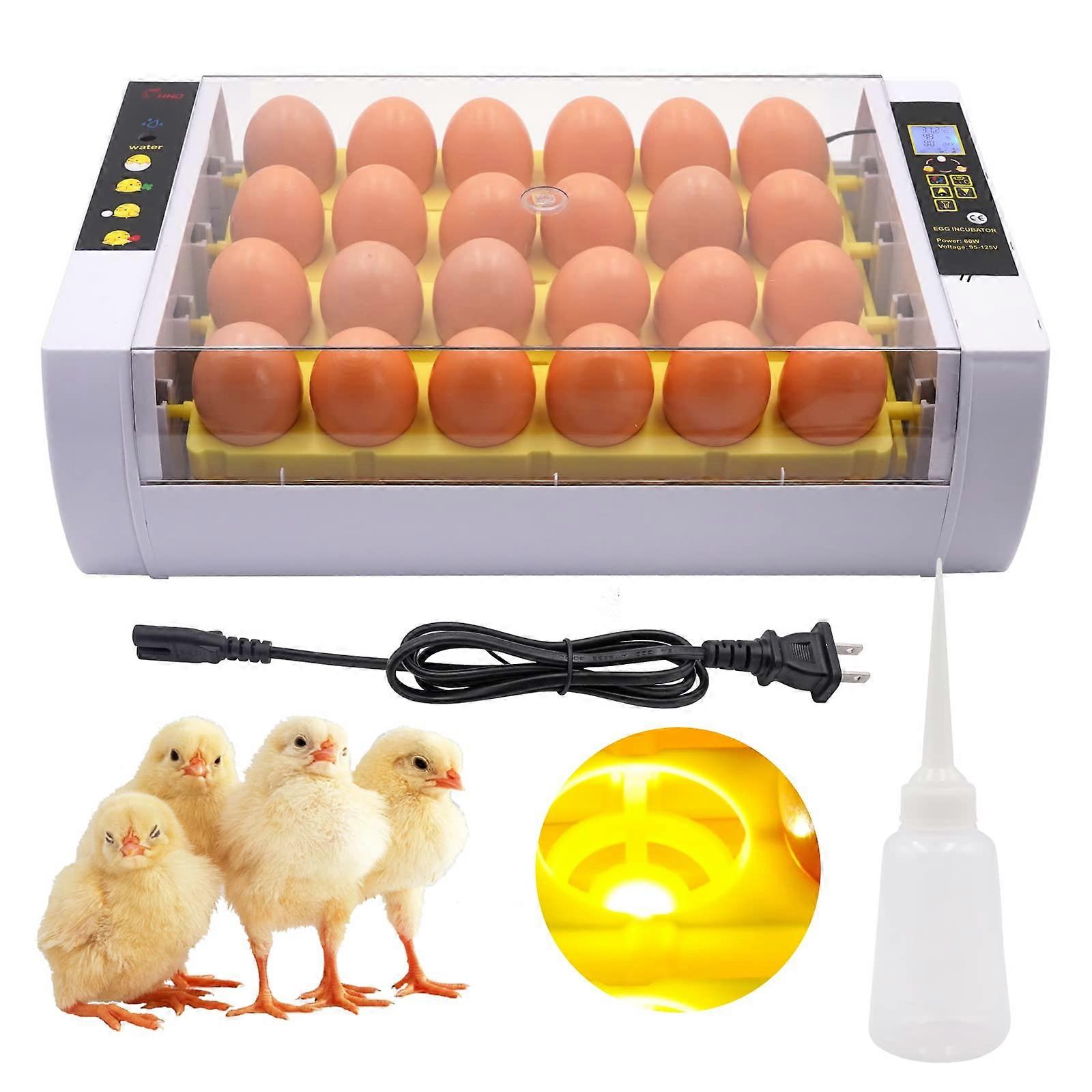 Automatic Egg Incubator for Hatching 24 Eggs with Digital Temperature Control and LED Candler