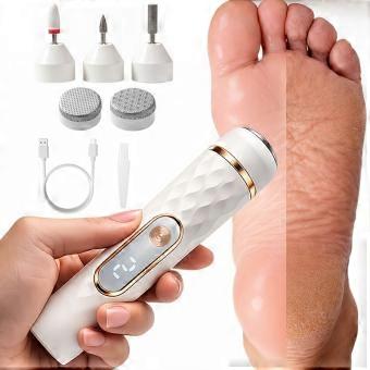 Electric Foot File Callus Remover, Rechargeable Portable Pedicure Kit with 5 Interchangeable Grinding Heads for Dry Cracked Heels