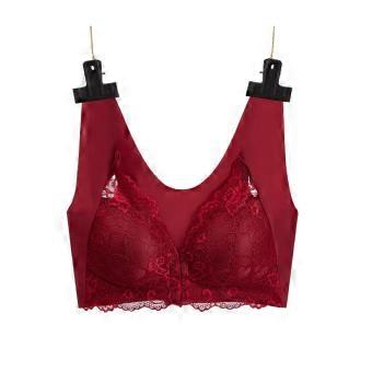 Front buckle large size bra vest closed breast lace no steel ring gathering seamless vest beautiful back bra