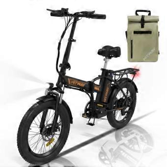 Vélo électrique pliant HITWAY 20" Noir-Orange - Batterie 36V - 11.2Ah - Ecran LCD + Sacoche HITWAY Vert