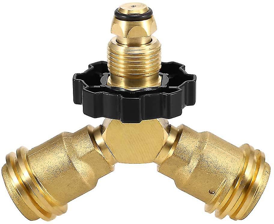 Propane Splitter, Propane Tank Y Splitter Adapter With Valves, 2 Way Lp