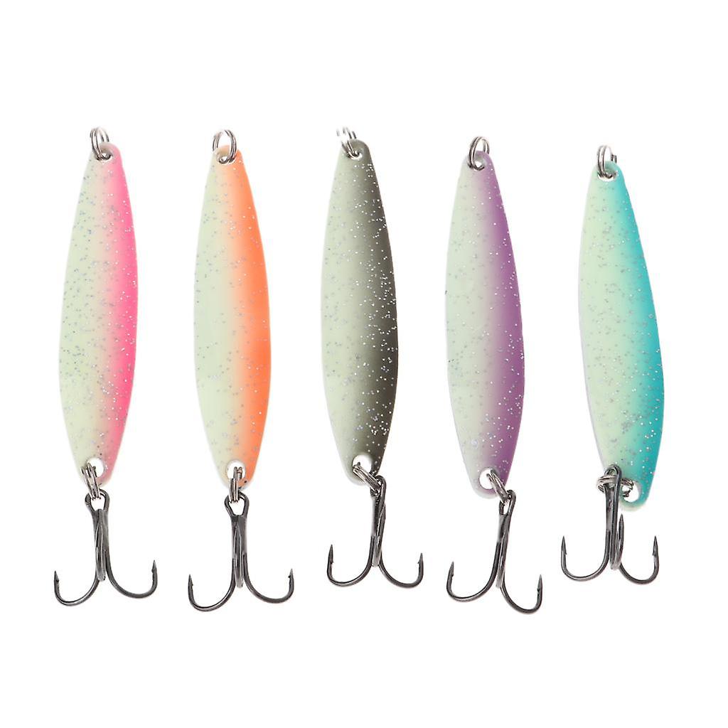 5 Pieces Double Color Noctilucent Iron Fishing Lure with Three Bold Hooks