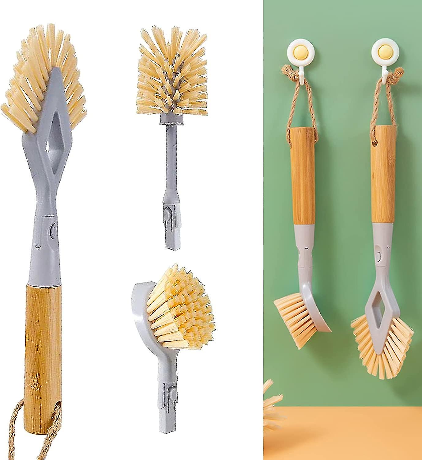 3 In 1 Dish Brush Set With Replacement Brush Heads