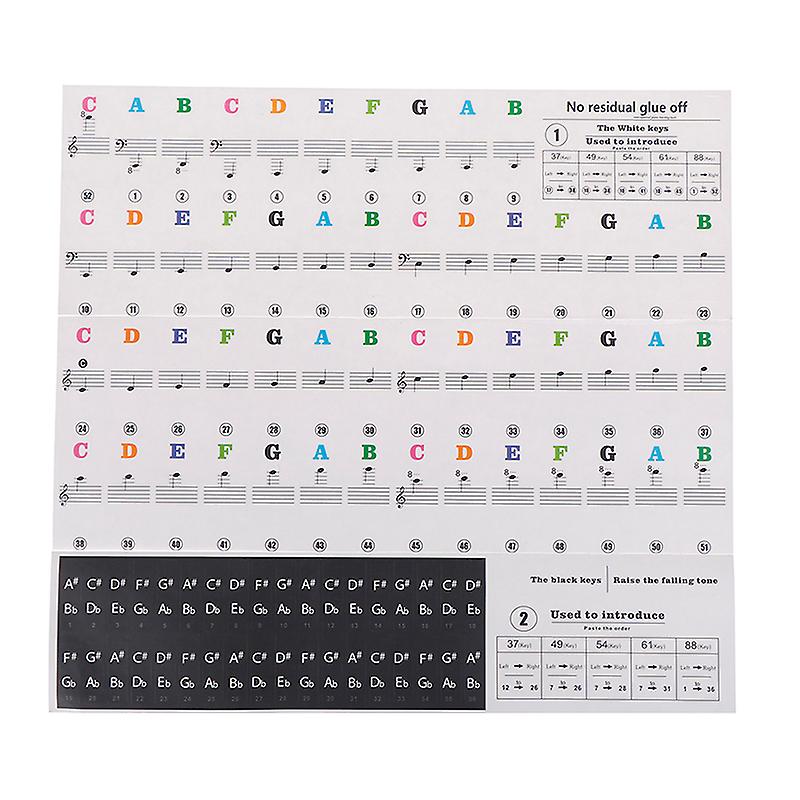 Keyboard Piano Black Removable Piano And Keyboard Stickers For 49 61 76 88