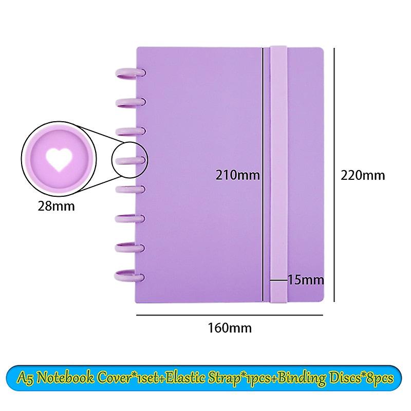 1Set A5 Loose Leaf Notebook Assemble Accessories Notebook Cover Shell Binding Discs Button Elastic Strap School Office Supplies