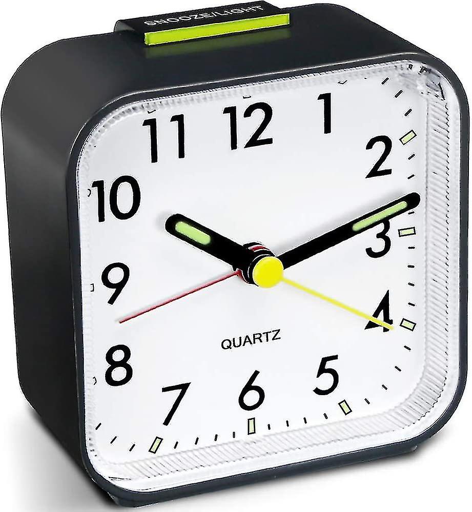 Silent Alarm Clock Battery Operated Non Ticking Bedside Clock Large Display Simple Bedroom Clock (black)