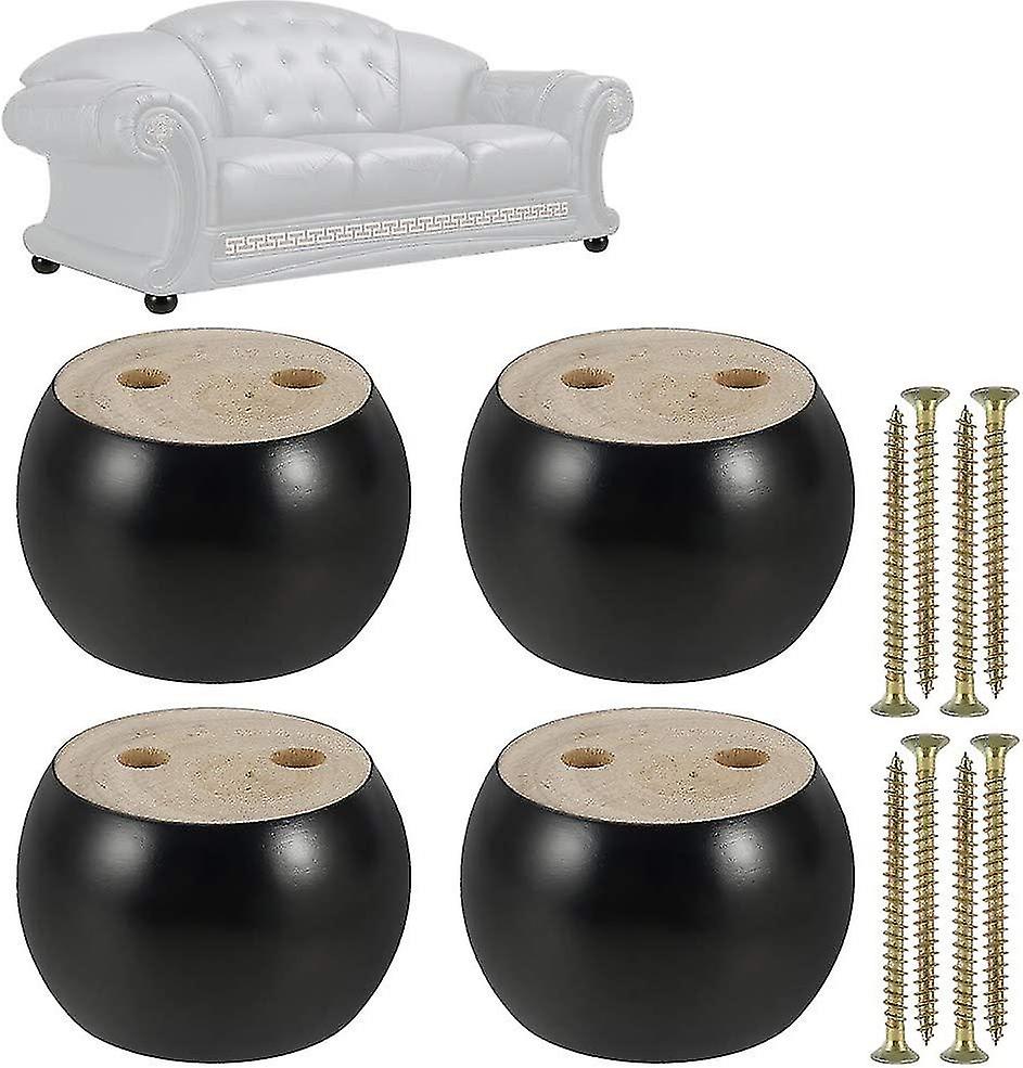 4 قطع الأثاث الساقين خشبية 50mm ارتفاع أريكة الساقين الأوكالبتوس جولة كعكة الأثاث أقدام استبدال الساقين للأريكة السرير كرسي بذراعين مجلس الوزراء (أسود)
