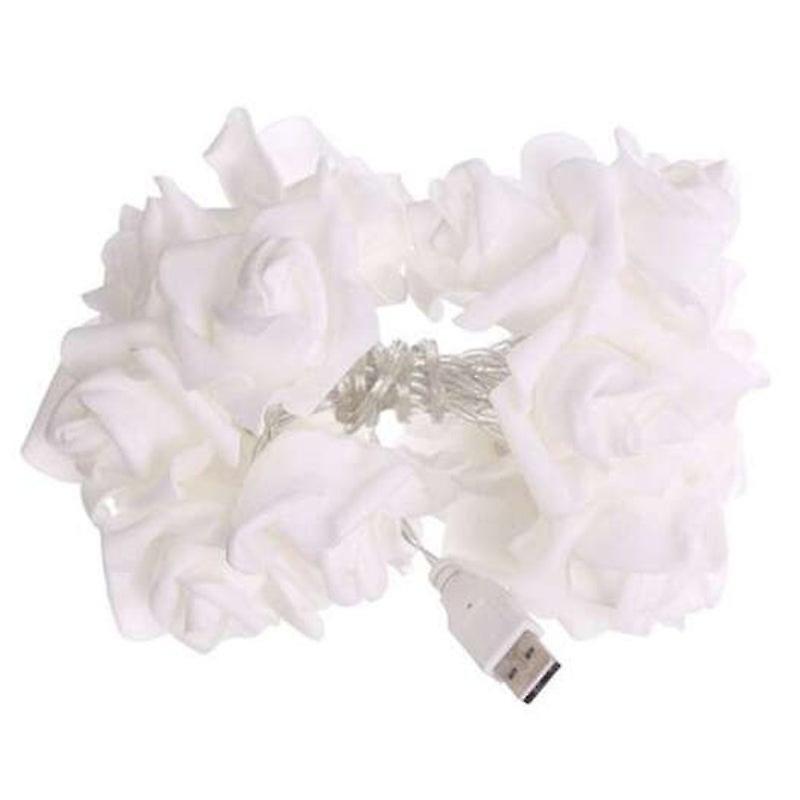 USBプラグインローズフラワーデコレーションストリングライトLEDランプクリスタルクリーム季節のデコレーション