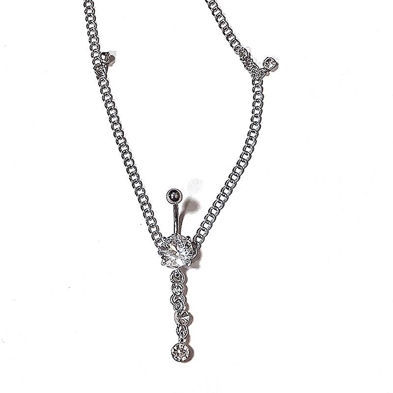 Nombril Nail Piercing Charm Waist Chain Mode Strass Pendentif Belly Chain