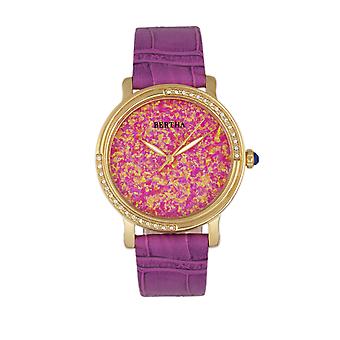 Bertha Courtney Opal Dial croco lederen-Band Watch - fuchsia roze