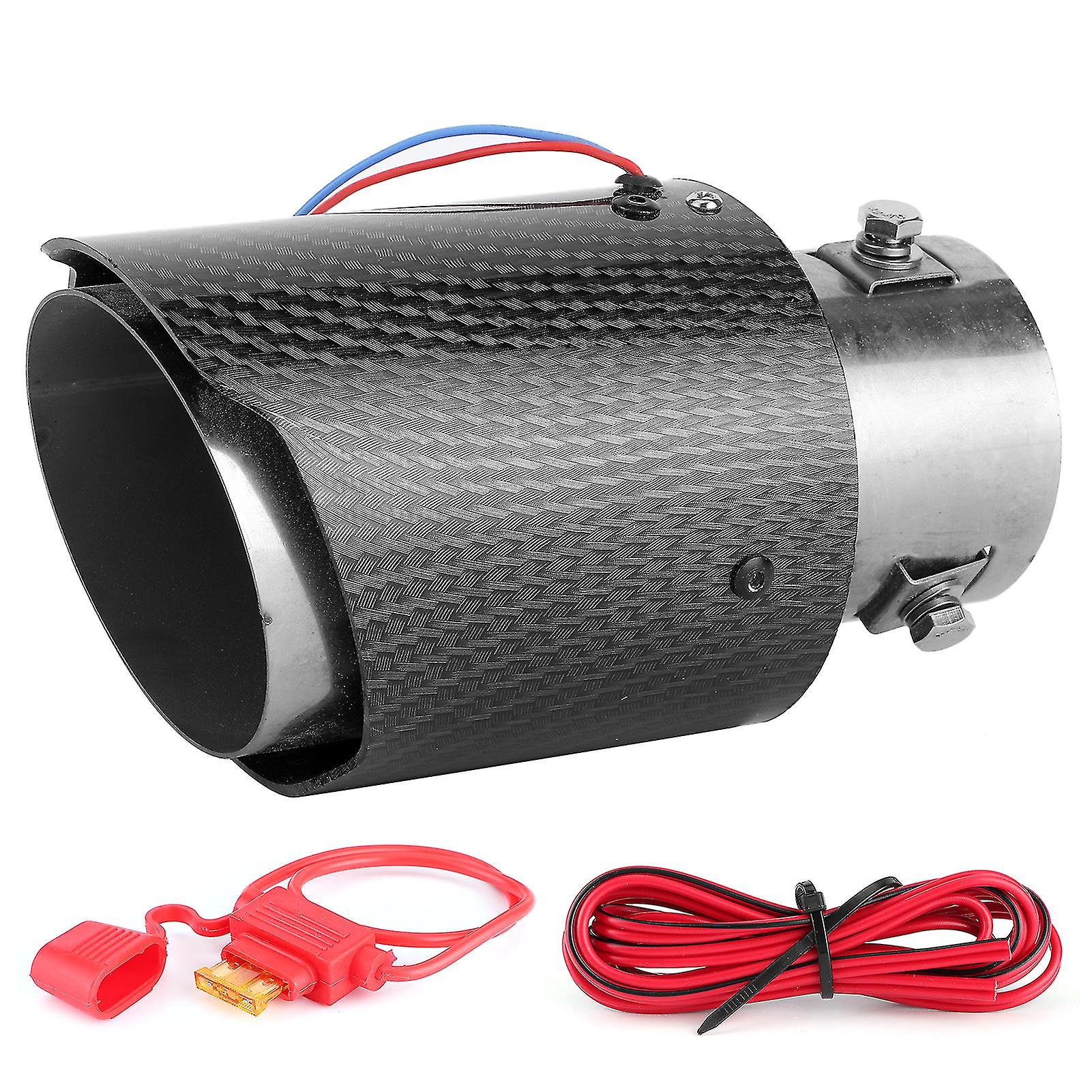 Tuyau d’échappement Queue Gorge Silencieux Led Tip Trim Voiture Remplacement Entrée 63mm Sortie 90mmrouge Lumière