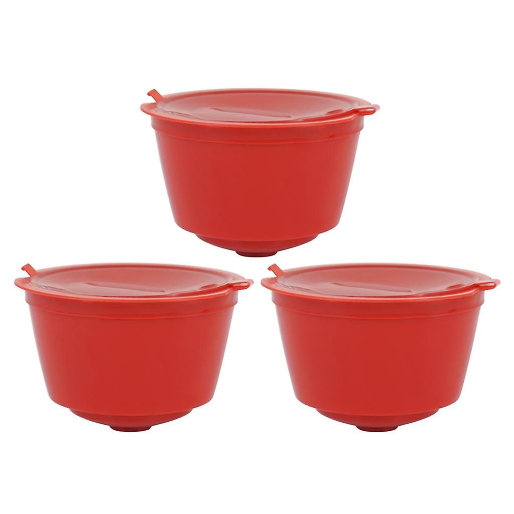 3 Pcs Reusable Coffee Capsule Filter Pod for Nescafe Coffee Machine Red