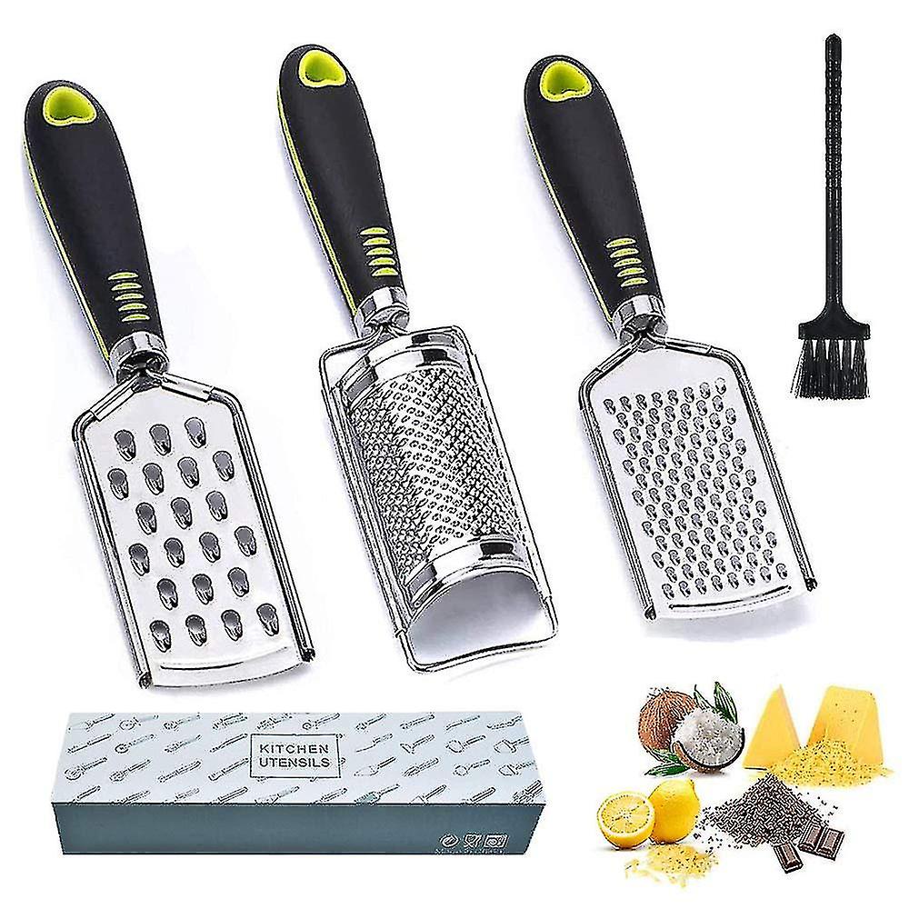 Kitchen Cheese Grater, 3 Graters Set With Cleaning Brush