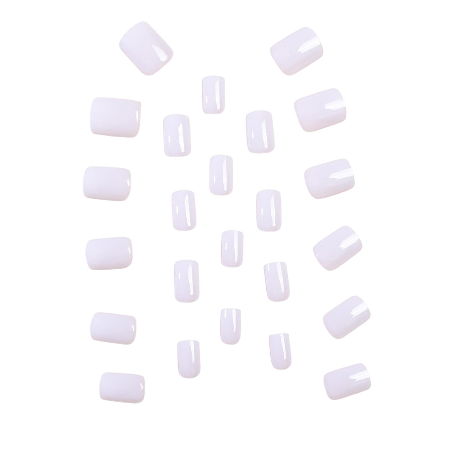 Pearlescent White Short Fake Nails
